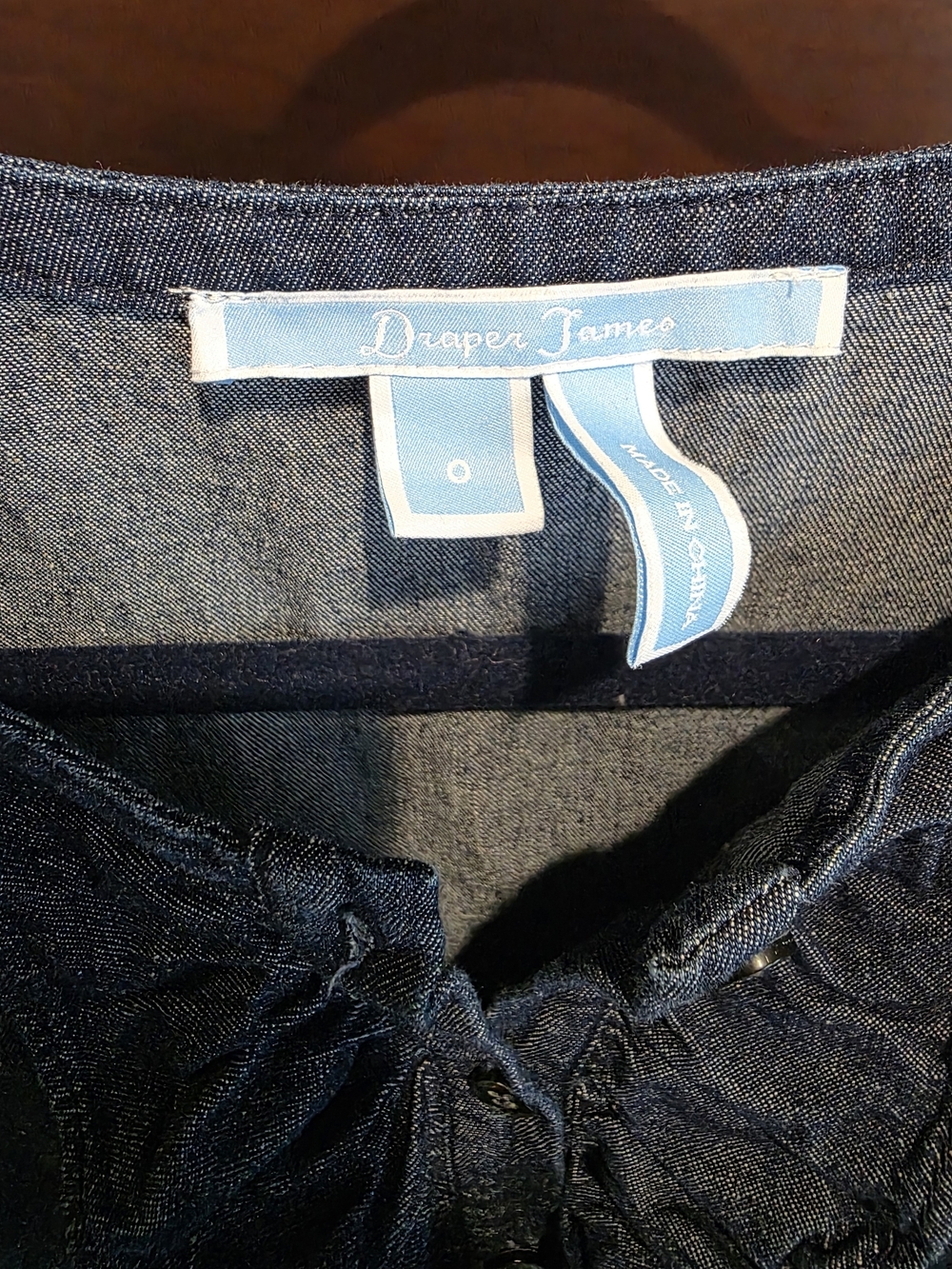 Draper James Denim Blue Ruffle-Front Shift Dress - Picture 3 of 5